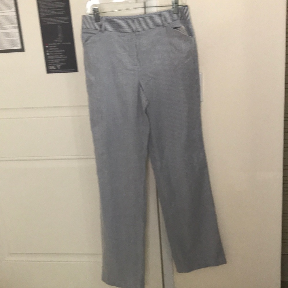 Talbots trousers blue striped s 6 classic style straight leg - Picture 2 of 8